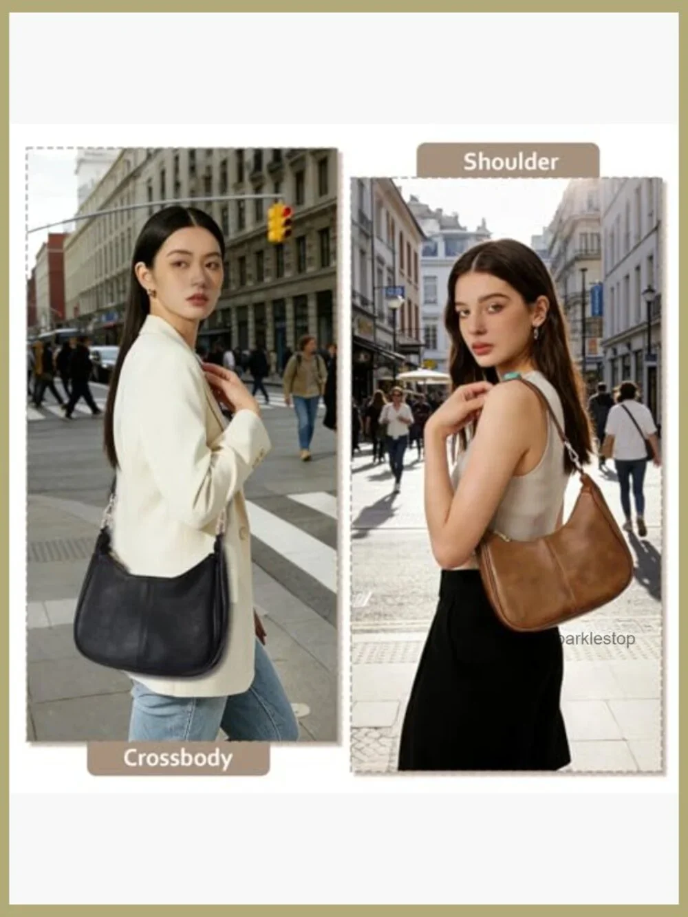Slouchy Vegan Leather Hobo Crossbody Bag with Adjustable Strap
